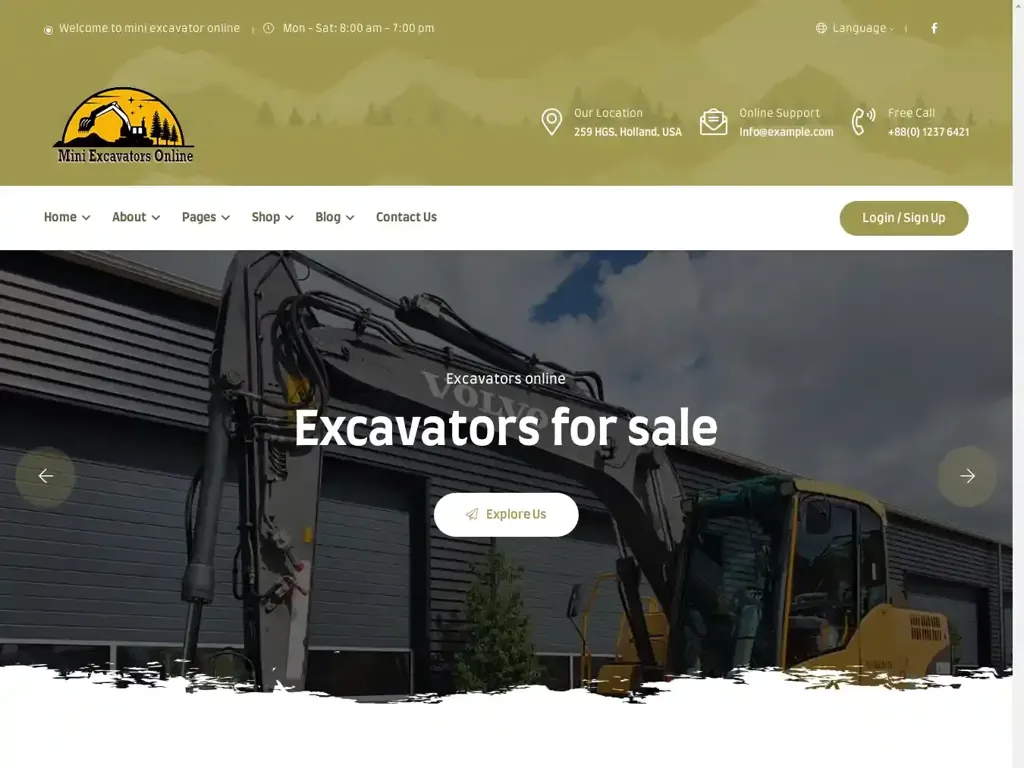 Screenshot of Miniexcavatoronline.com taken on Thursday the 12th of September 2024