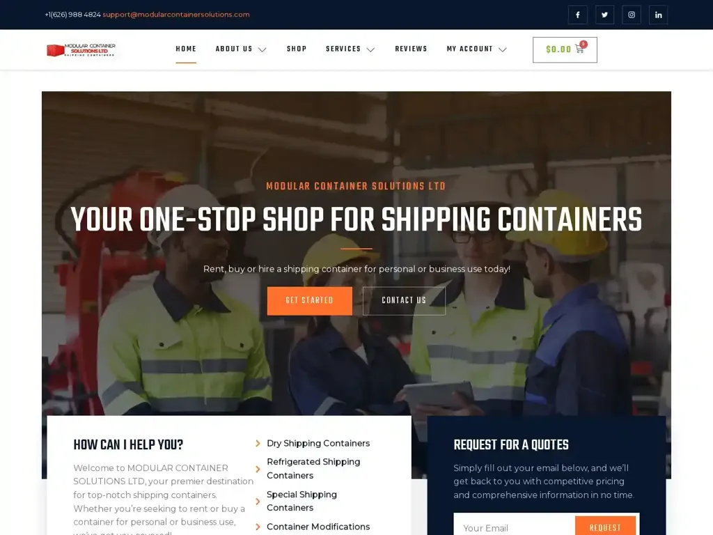 Screenshot of Modularcontainersolutions.com taken on Sunday the 25th of August 2024