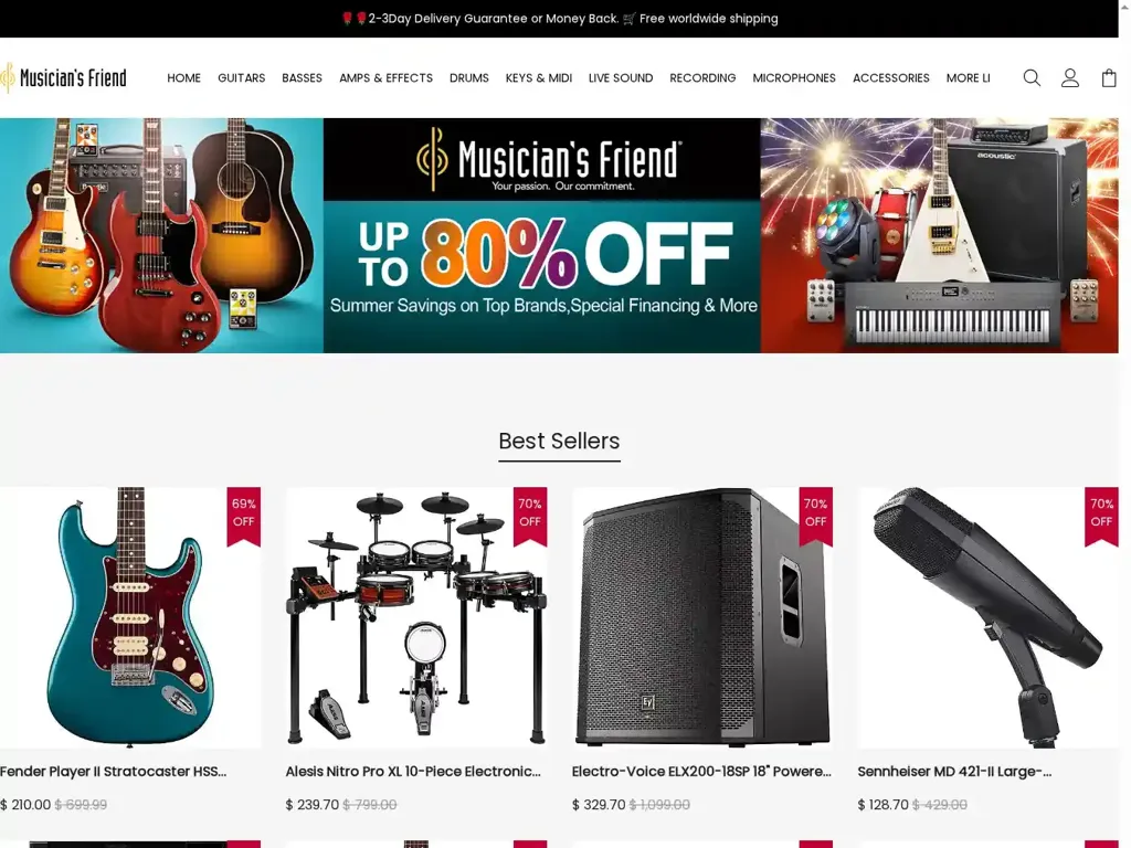 Screenshot of Musiciansfriendvipdeals.com taken on Tuesday the 15th of July 2025