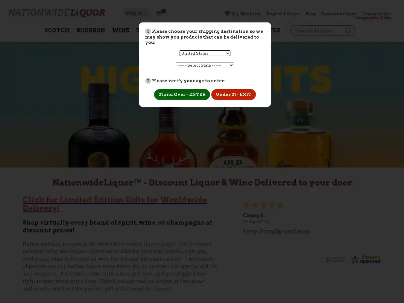 Nationwideliquor.com Fraudulent Whisky website.