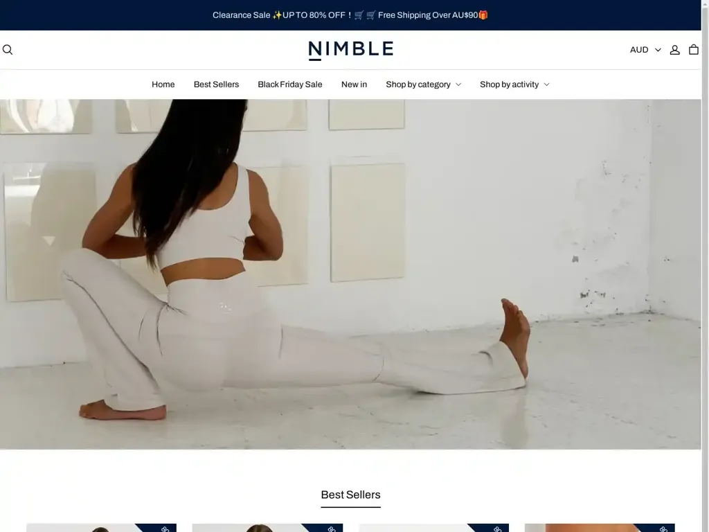 Screenshot of Nimbleactivewear.shop taken on Wednesday the 20th of November 2024