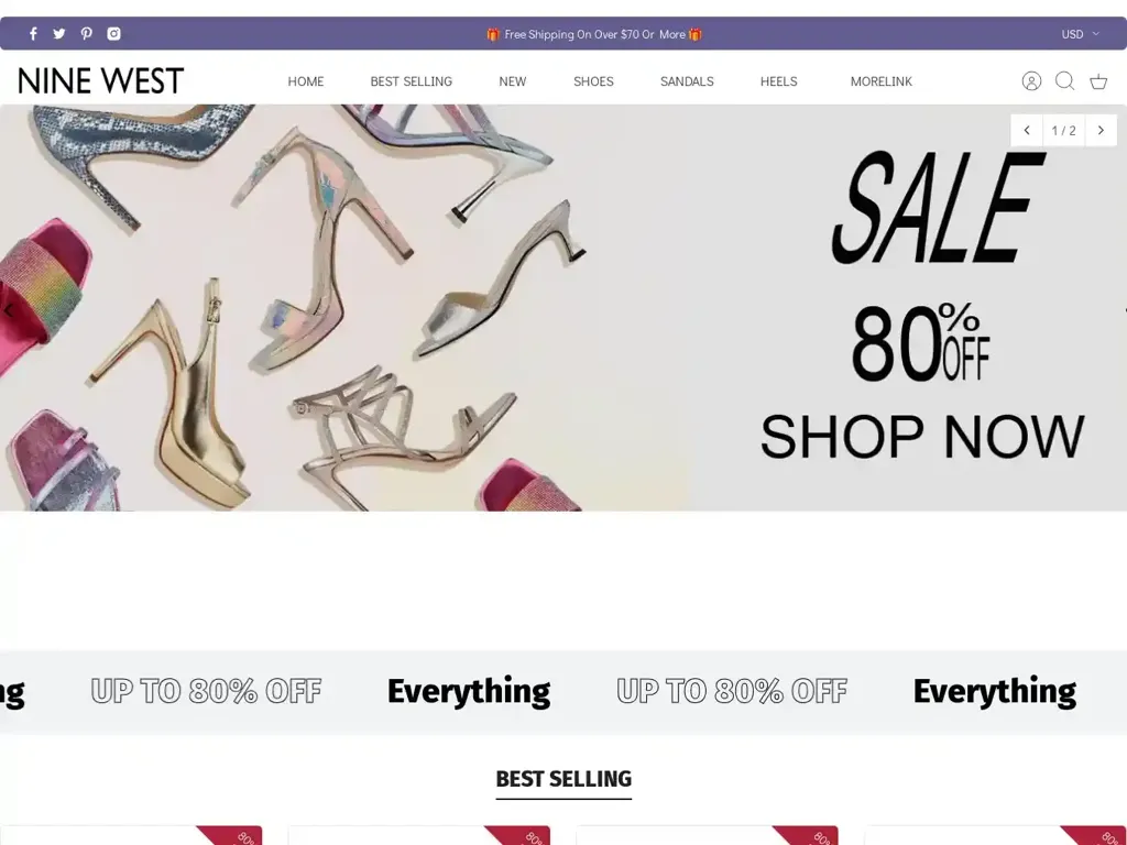 Screenshot of Ninewestshoes.shop taken on Wednesday the 17th of April 2024