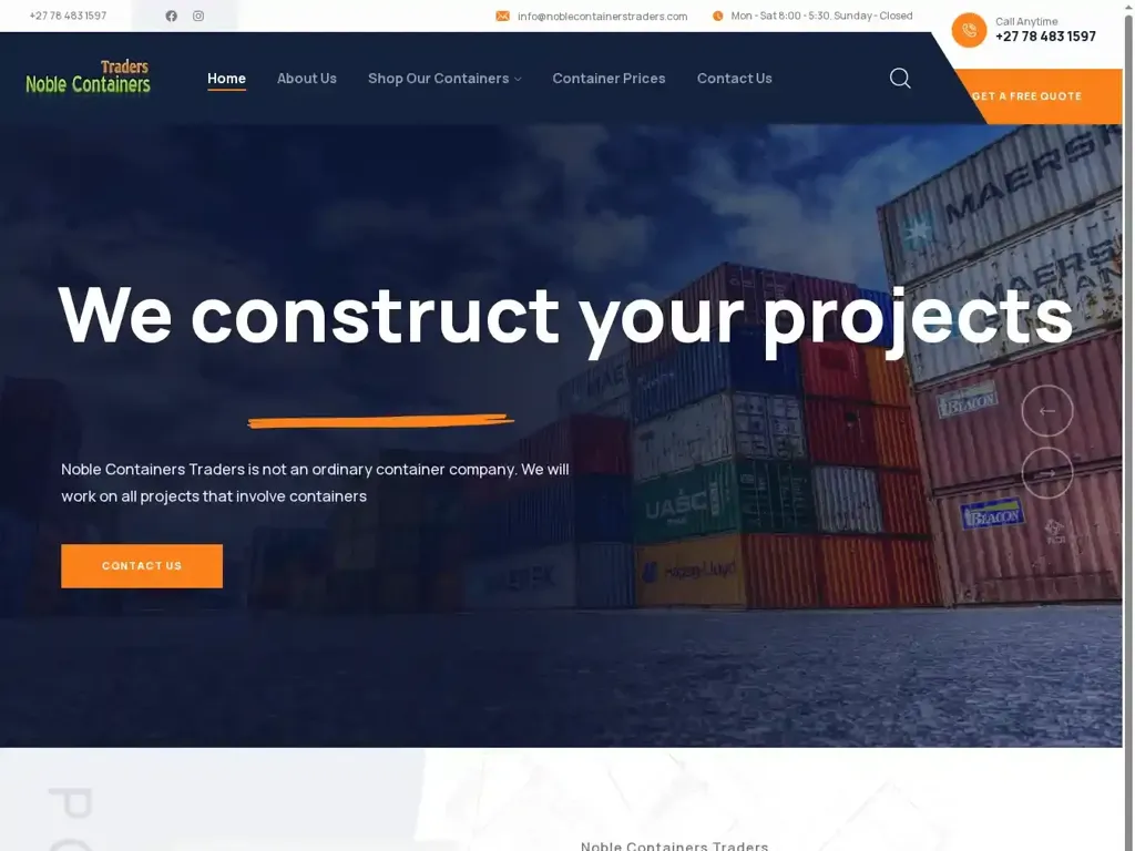 Screenshot of Noblecontainerstraders.com taken on Tuesday the 29th of July 2025