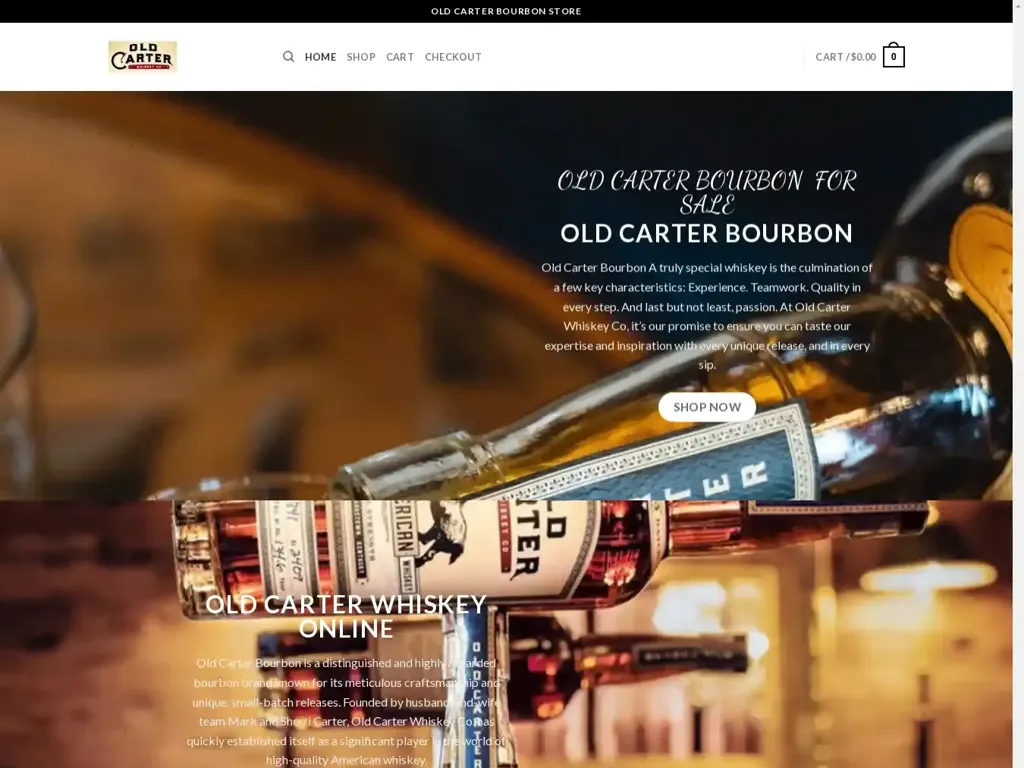 Screenshot of Oldcarterbourbon.com taken on Friday the 26th of July 2024