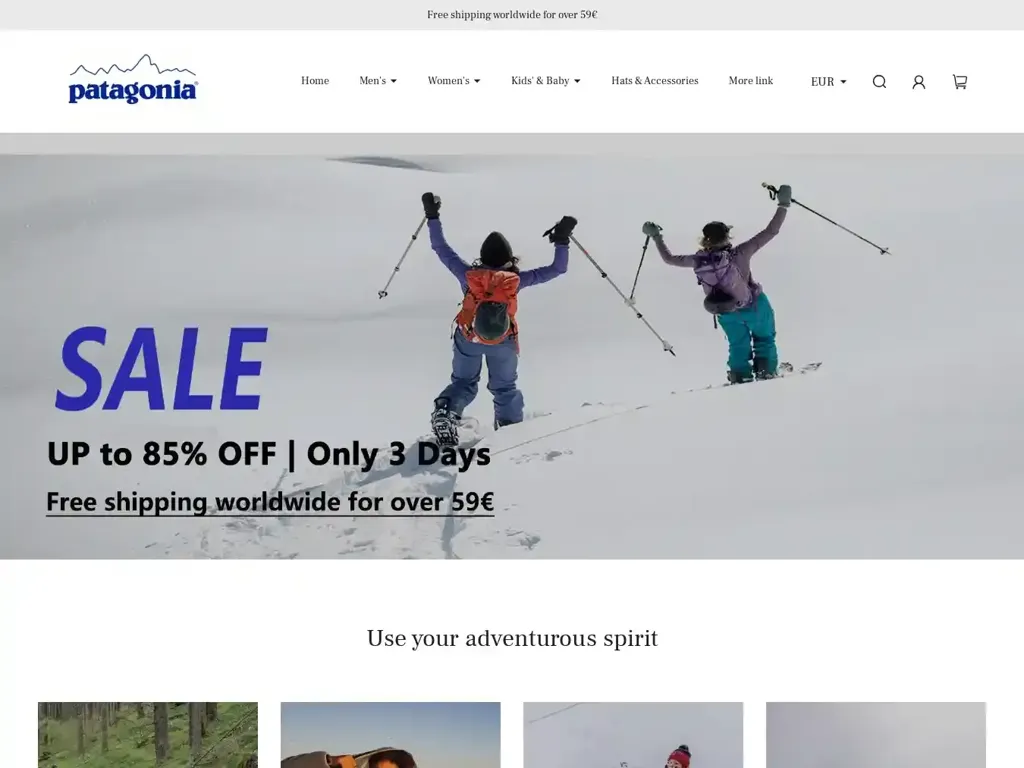 Screenshot of Onsalepatagonia.com taken on Tuesday the 23rd of January 2024