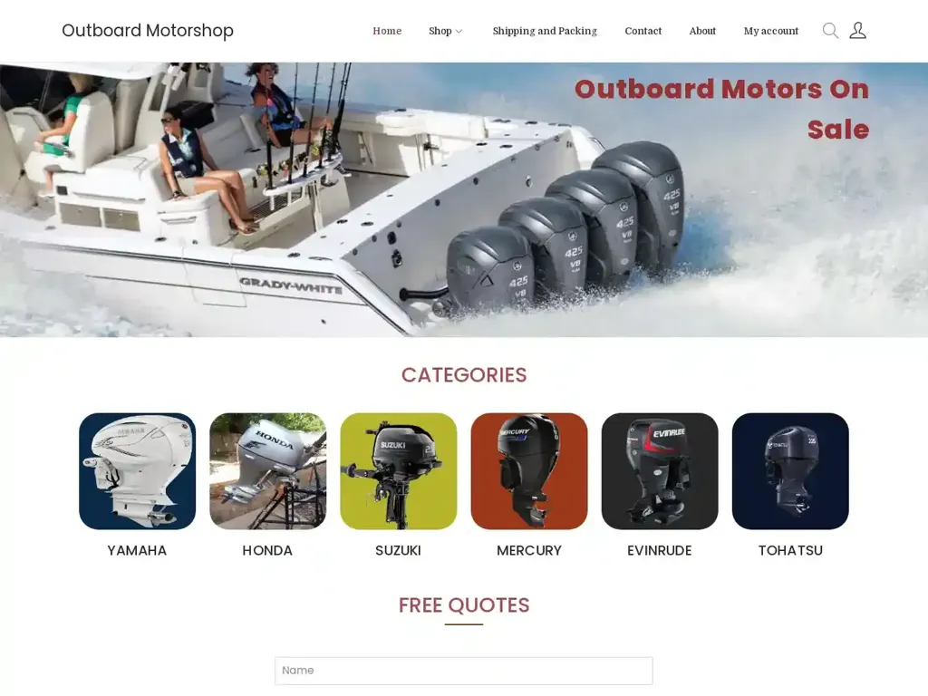 Screenshot of Outboard-motorshop.com taken on Saturday the 20th of January 2024