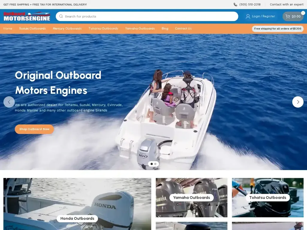 Screenshot of Outboardmotorsengine.com taken on Wednesday the 3rd of January 2024