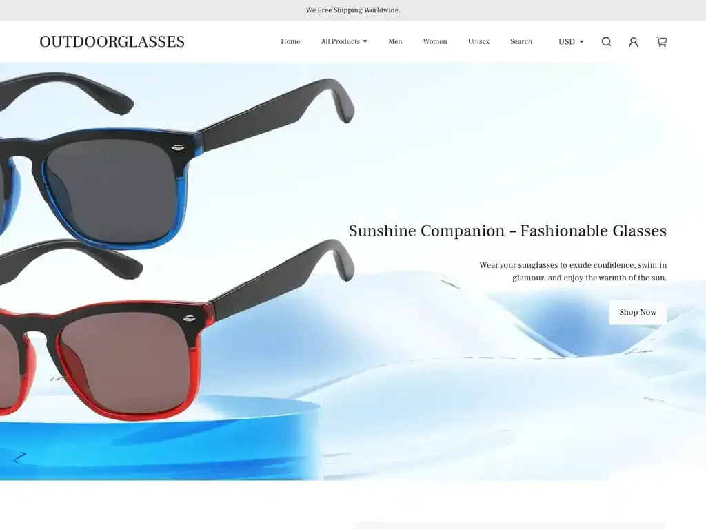Screenshot of Outdoorglasses.shop taken on Wednesday the 24th of April 2024