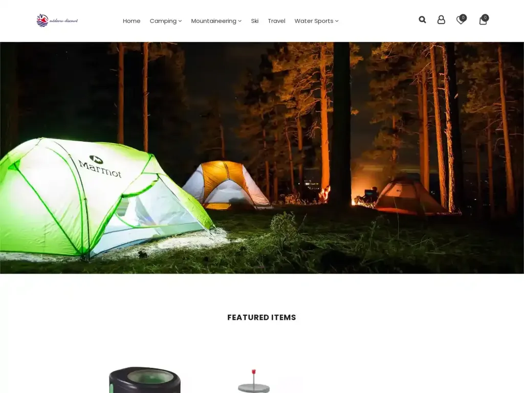 Screenshot of Outdoors-discount.com taken on Wednesday the 10th of January 2024