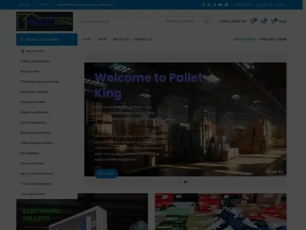 Screenshot of Palletking.store taken on Saturday the 27th of July 2024