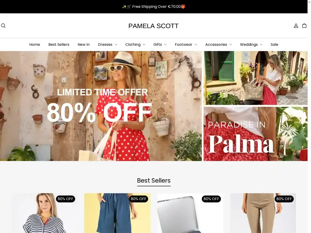 Screenshot of Pamelascottofficial.com taken on Saturday the 23rd of August 2025