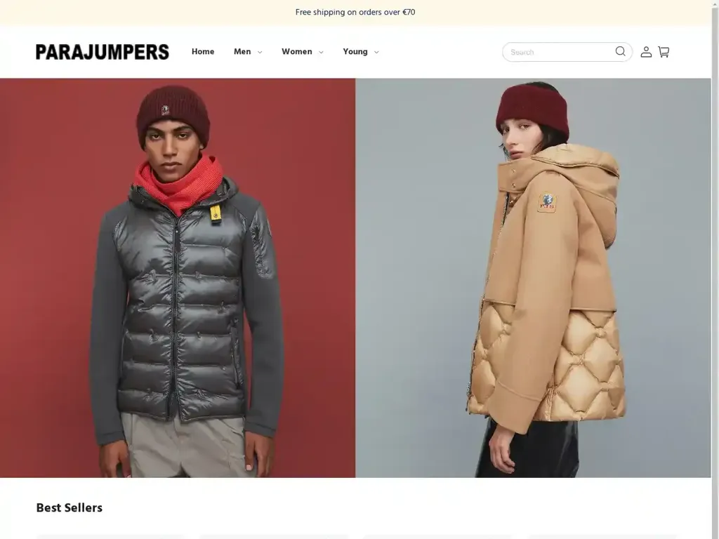 Screenshot of Parajumpersclub.shop taken on Sunday the 15th of December 2024