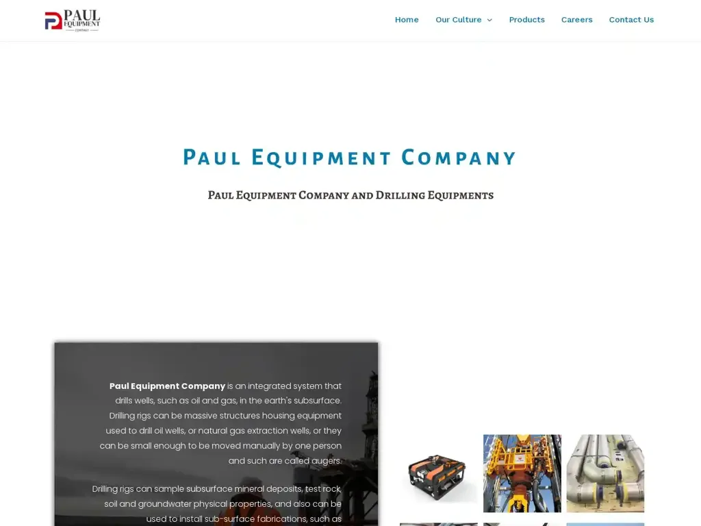 Screenshot of Paulequipmentcompany.com taken on Thursday the 4th of January 2024