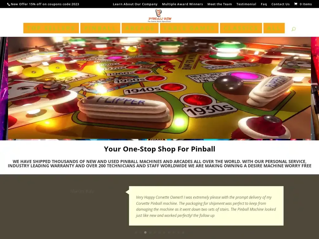 Screenshot of Pinballhem.com taken on Wednesday the 3rd of January 2024