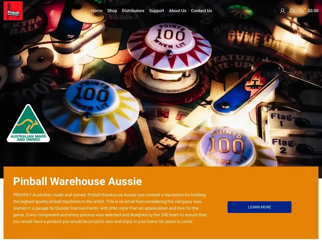 Screenshot of Pinballwarehouseaussie.com taken on Friday the 5th of January 2024