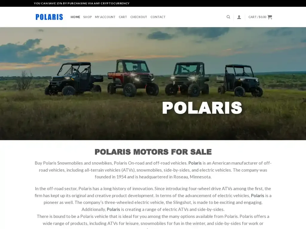 Screenshot of Polarisusashop.com taken on Thursday the 4th of January 2024