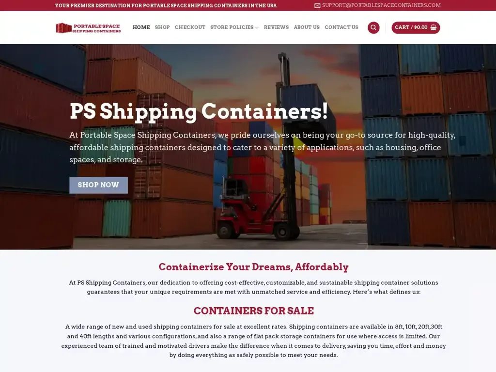 Screenshot of Portablespacecontainers.com taken on Sunday the 3rd of November 2024