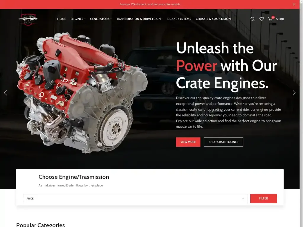 Screenshot of Powerequipmentmotors.com taken on Friday the 23rd of August 2024