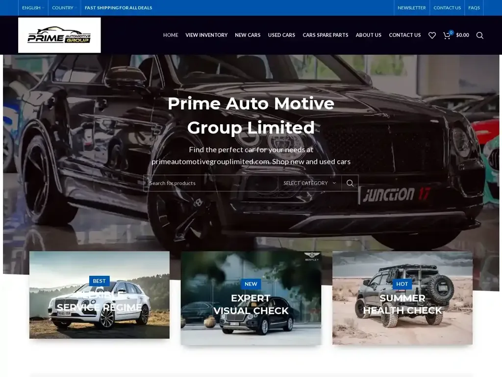 Screenshot of Primeautomotivegrouplimited.com taken on Wednesday the 24th of July 2024