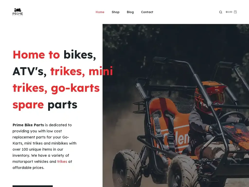 Screenshot of Primebikeparts.com taken on Monday the 27th of May 2024