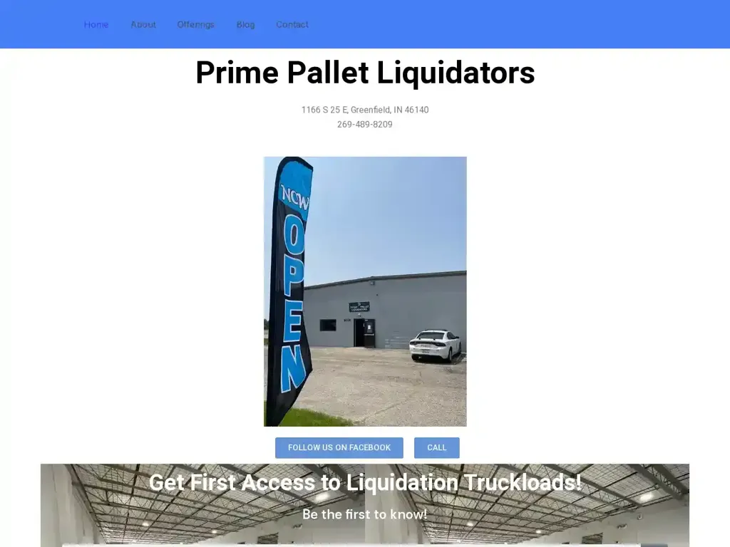 Screenshot of Primepaletliquidators.com taken on Wednesday the 25th of September 2024