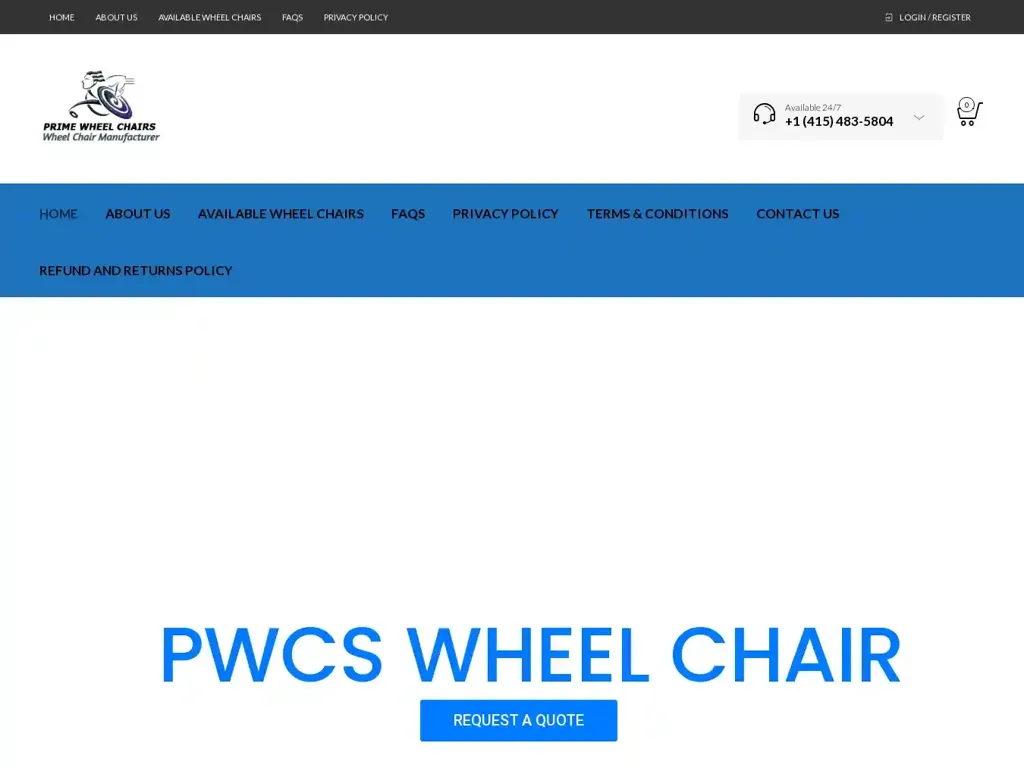 Screenshot of Primewheelchairs.com taken on Tuesday the 22nd of October 2024