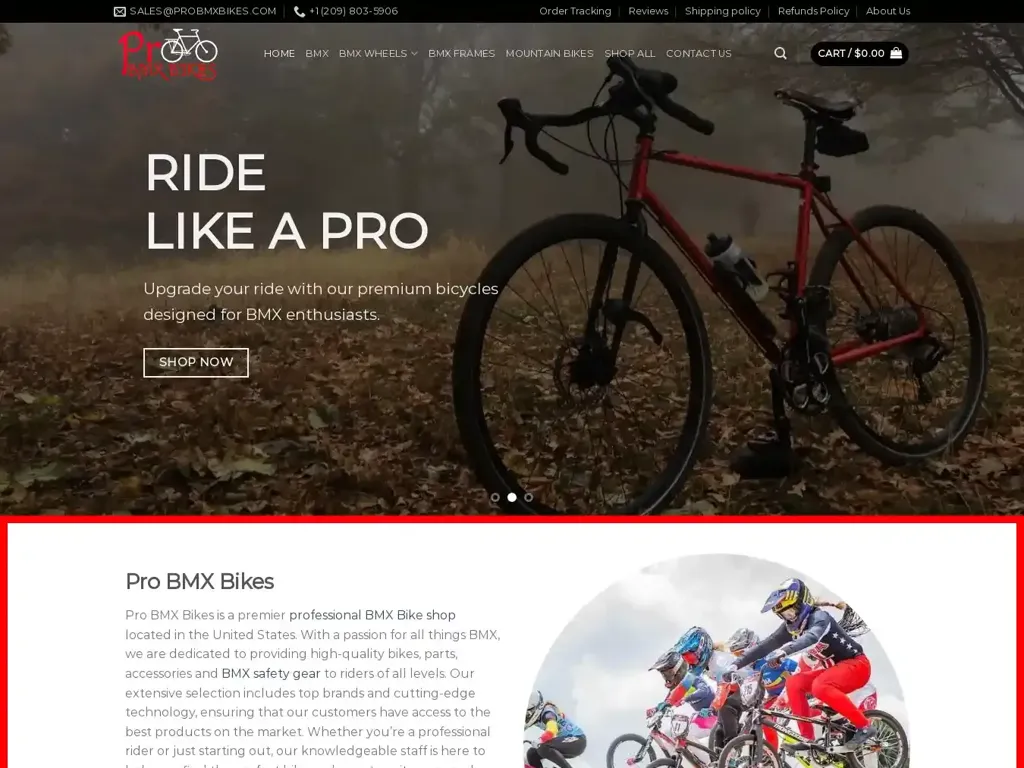 Screenshot of Probmxbikes.com taken on Friday the 23rd of February 2024