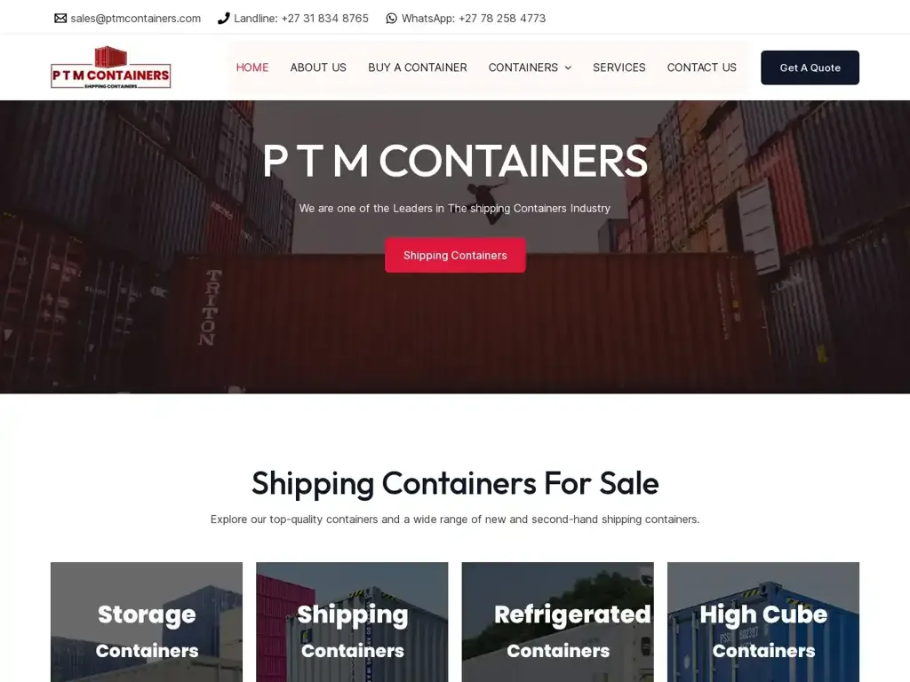 Screenshot of Ptmcontainers.com taken on Friday the 1st of March 2024
