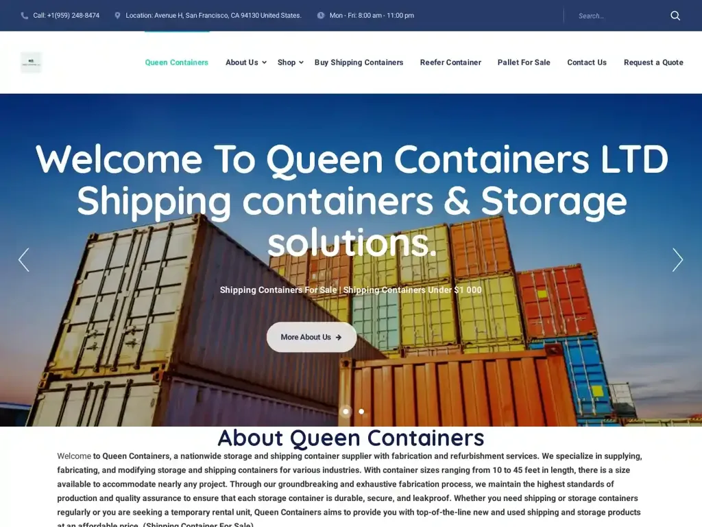 Screenshot of Queencontainers.org taken on Wednesday the 27th of March 2024