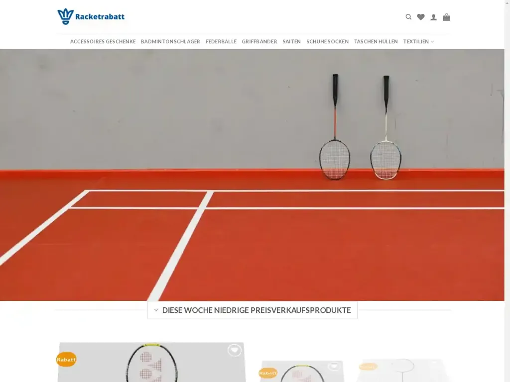 Screenshot of Racketrabatt.com taken on Wednesday the 26th of June 2024