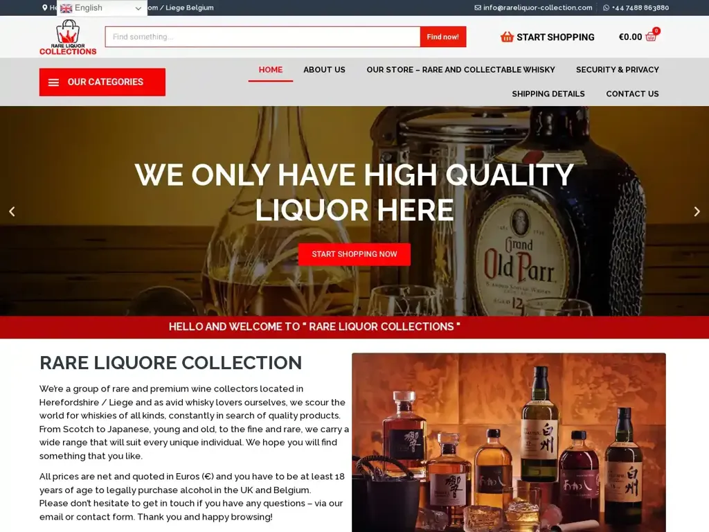 Screenshot of Rareliquor-collection.com taken on Tuesday the 16th of January 2024