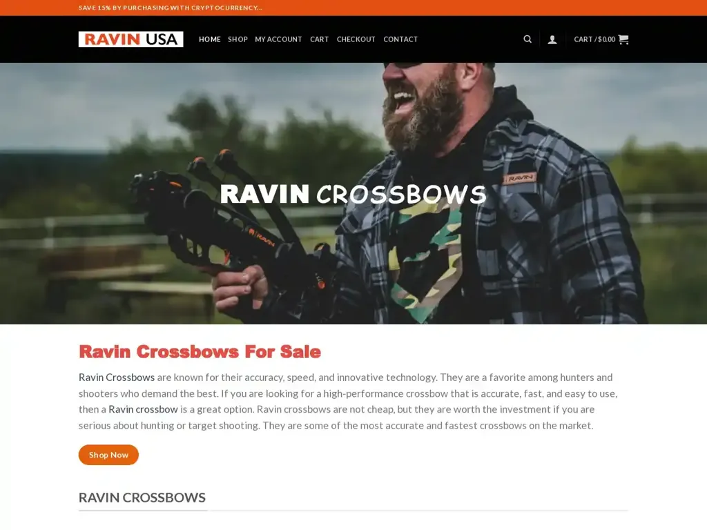 Screenshot of Ravincrossbowsusa.com taken on Monday the 15th of January 2024
