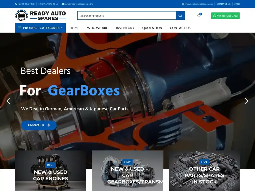 Screenshot of Readyautospares.com taken on Friday the 7th of June 2024