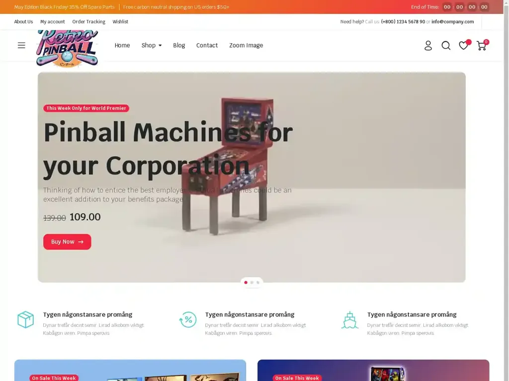 Screenshot of Retropinballcompany.com taken on Wednesday the 6th of November 2024