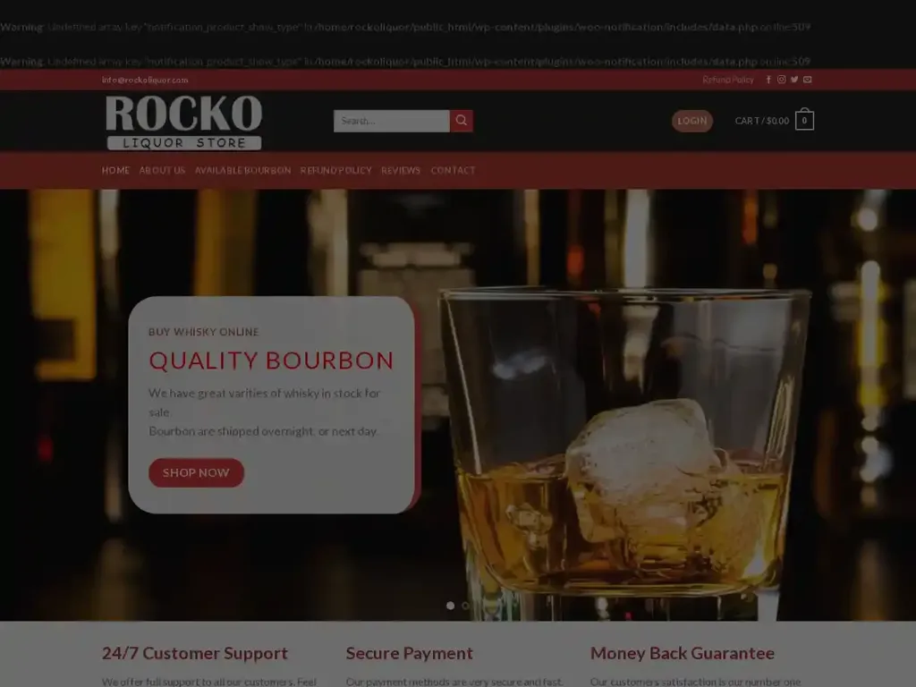 Screenshot of Rockoliquor.com taken on Wednesday the 3rd of January 2024