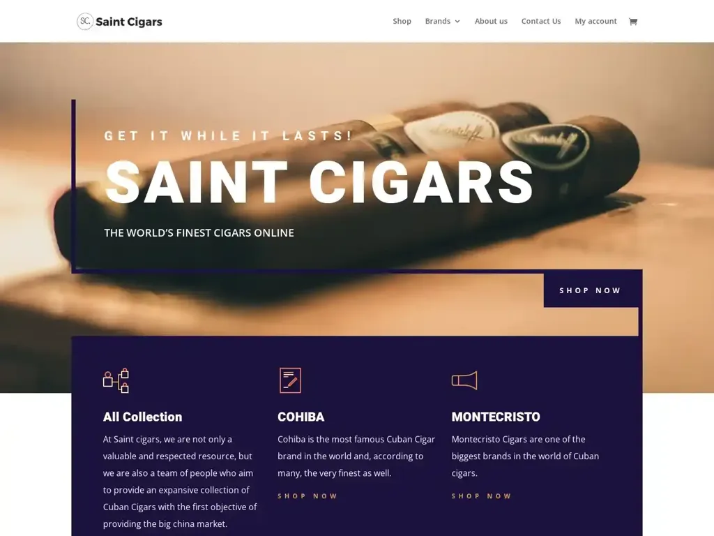 Screenshot of Saintcigars.com taken on Tuesday the 16th of January 2024