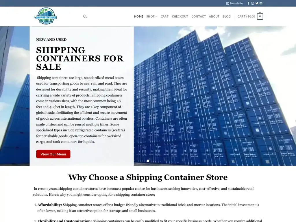 Screenshot of Shippingcontainerport.com taken on Thursday the 5th of September 2024