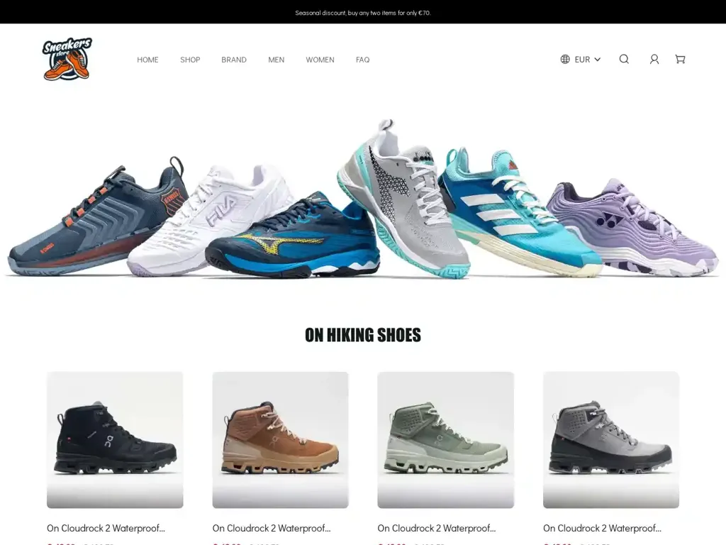 Screenshot of Sneakersoutletseu.com taken on Tuesday the 30th of January 2024