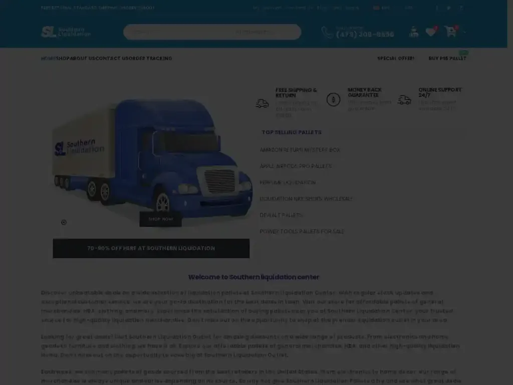 Screenshot of Southernliquidationworld.com taken on Tuesday the 28th of May 2024