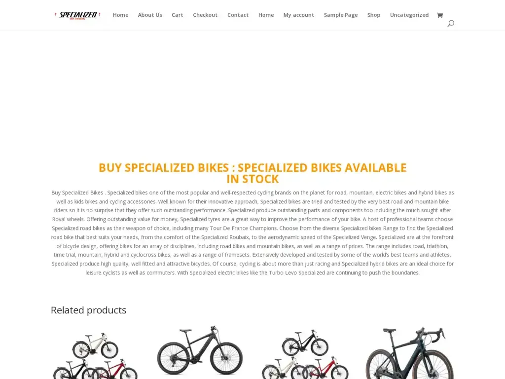 Screenshot of Specializedbikesshop.com taken on Sunday the 28th of January 2024