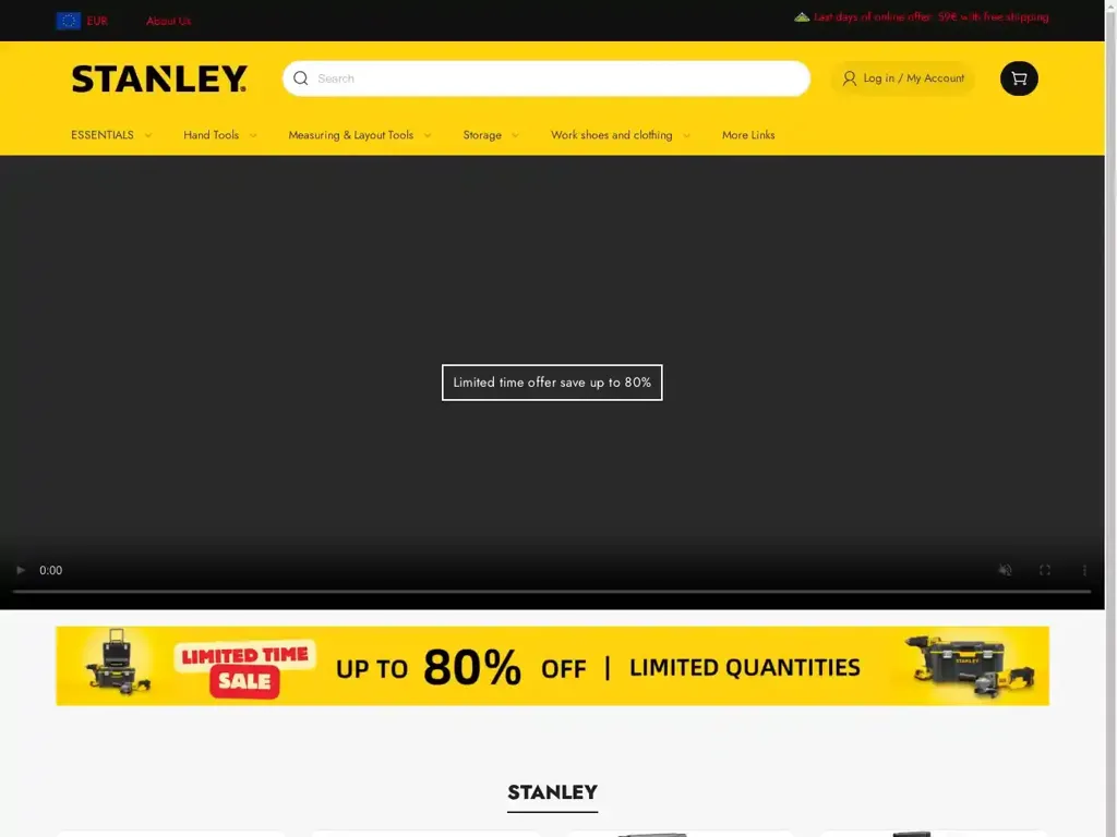 Screenshot of Stanleyoutillage-eu.shop taken on Wednesday the 20th of November 2024