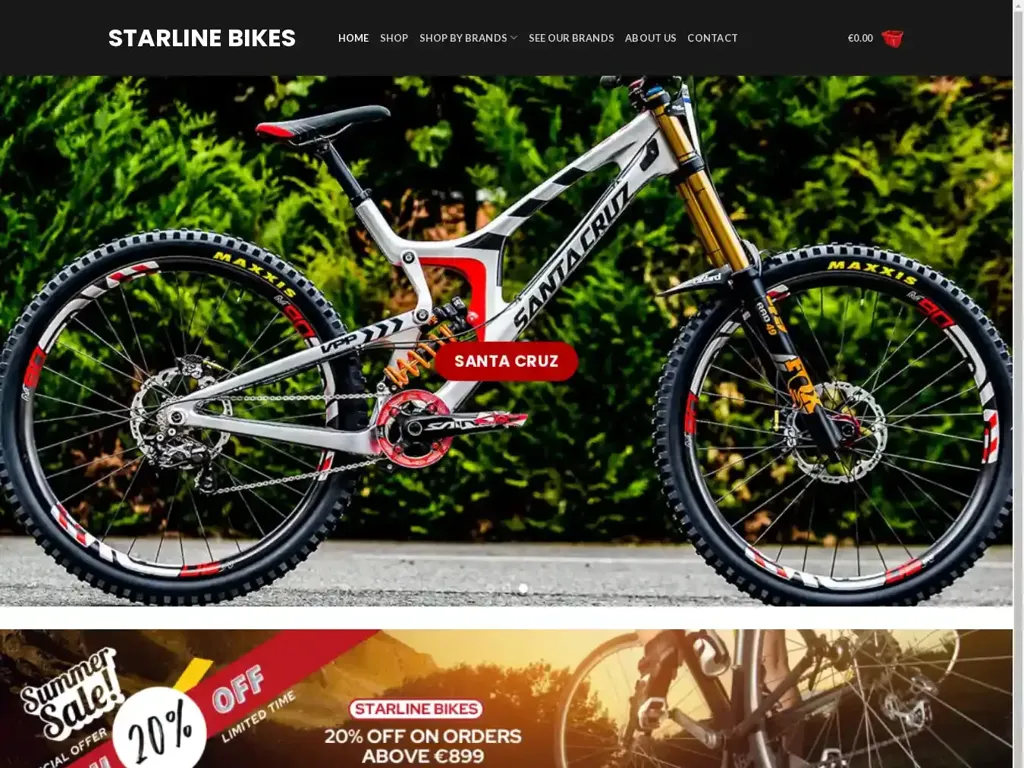 Screenshot of Starlinebikes.com taken on Saturday the 6th of July 2024