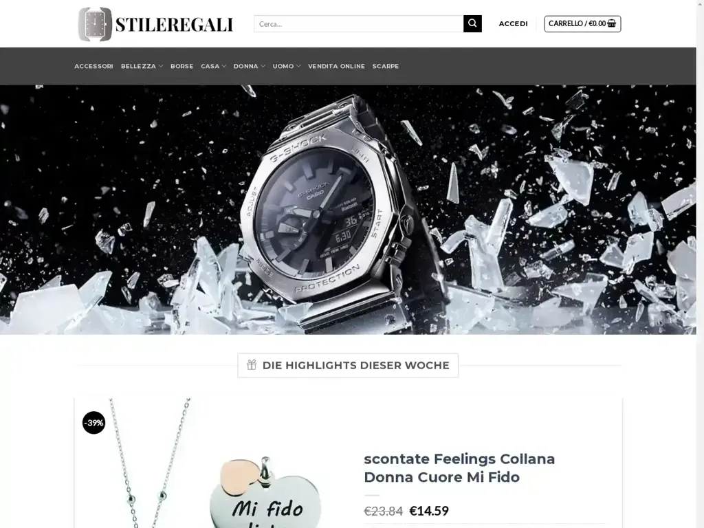 Screenshot of Stileregali.com taken on Wednesday the 26th of June 2024