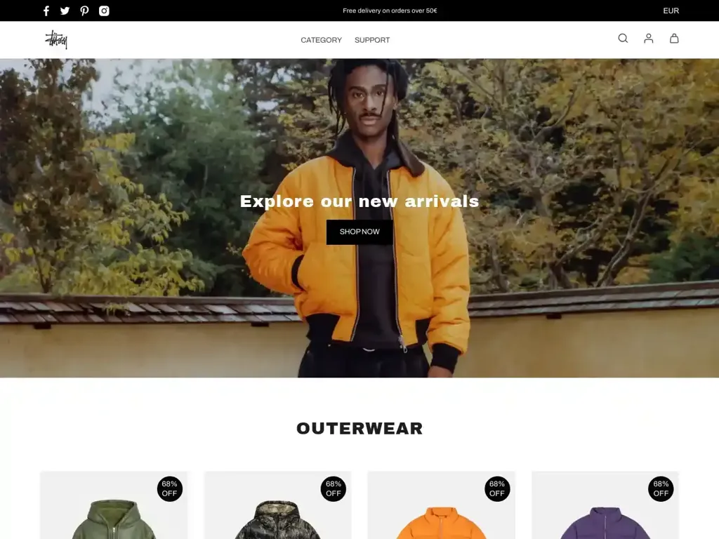 Screenshot of Stussynew.com taken on Monday the 15th of January 2024