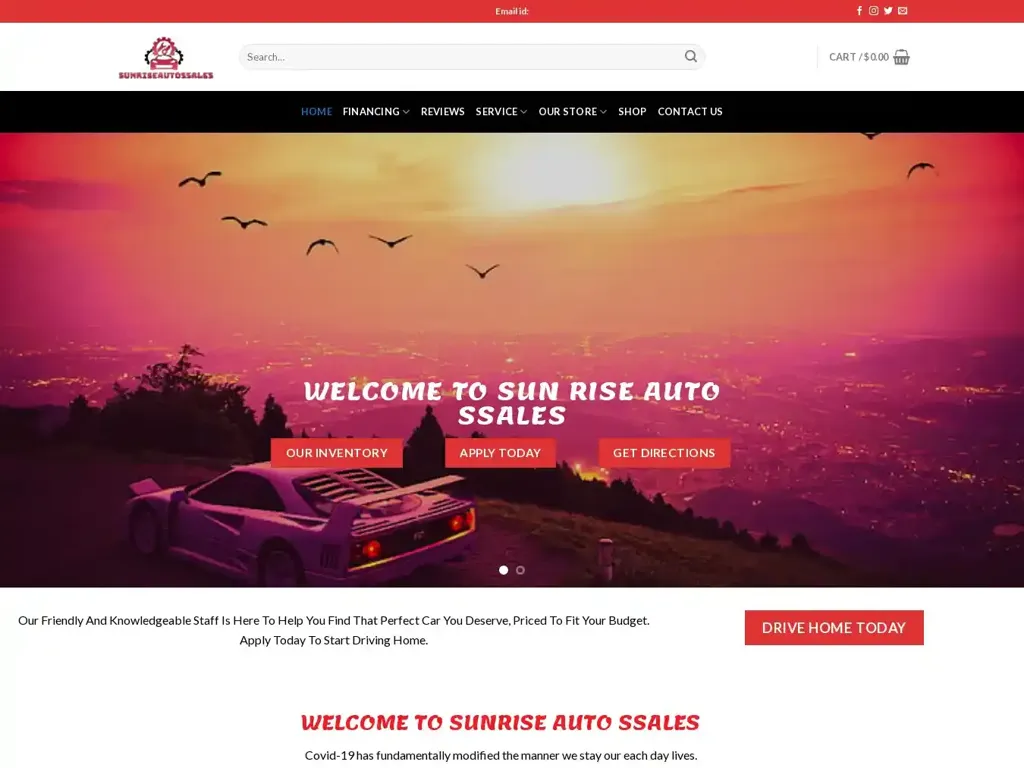 Screenshot of Sunriseautossales.com taken on Thursday the 4th of January 2024