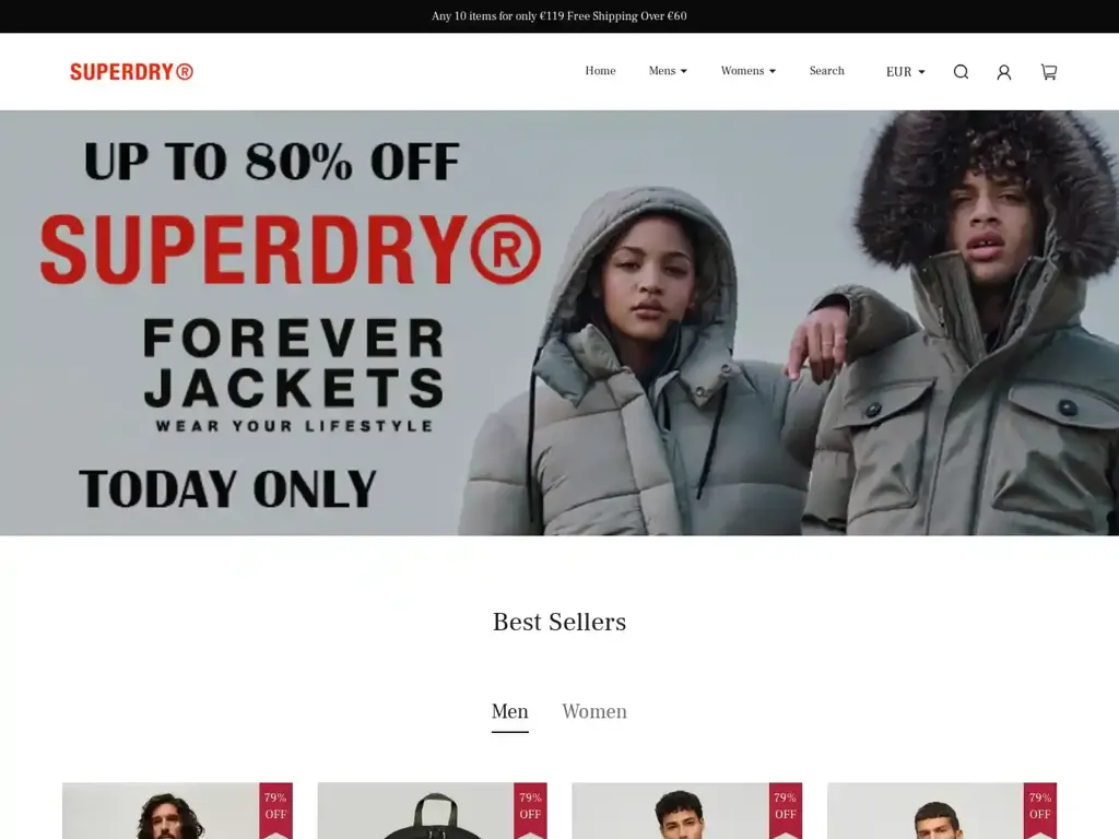 Screenshot of Superdrysale.com taken on Wednesday the 31st of January 2024