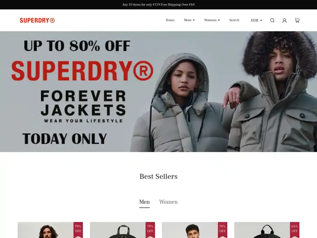 Screenshot of Superdrysales.com taken on Saturday the 10th of February 2024