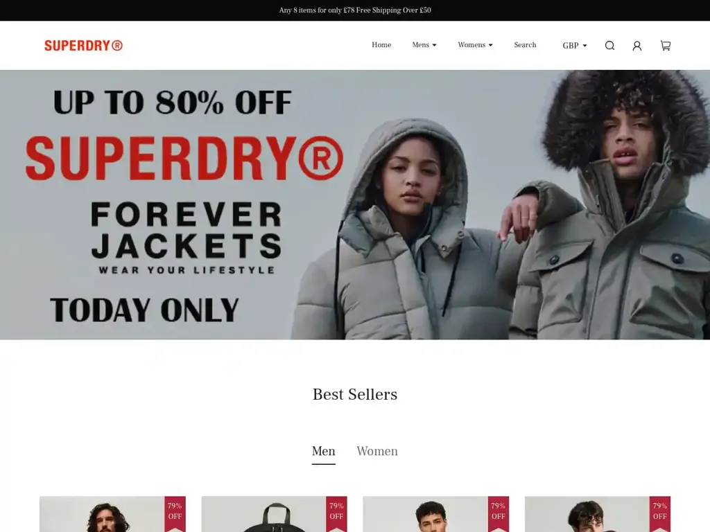 Screenshot of Superdryshop.com taken on Friday the 2nd of February 2024
