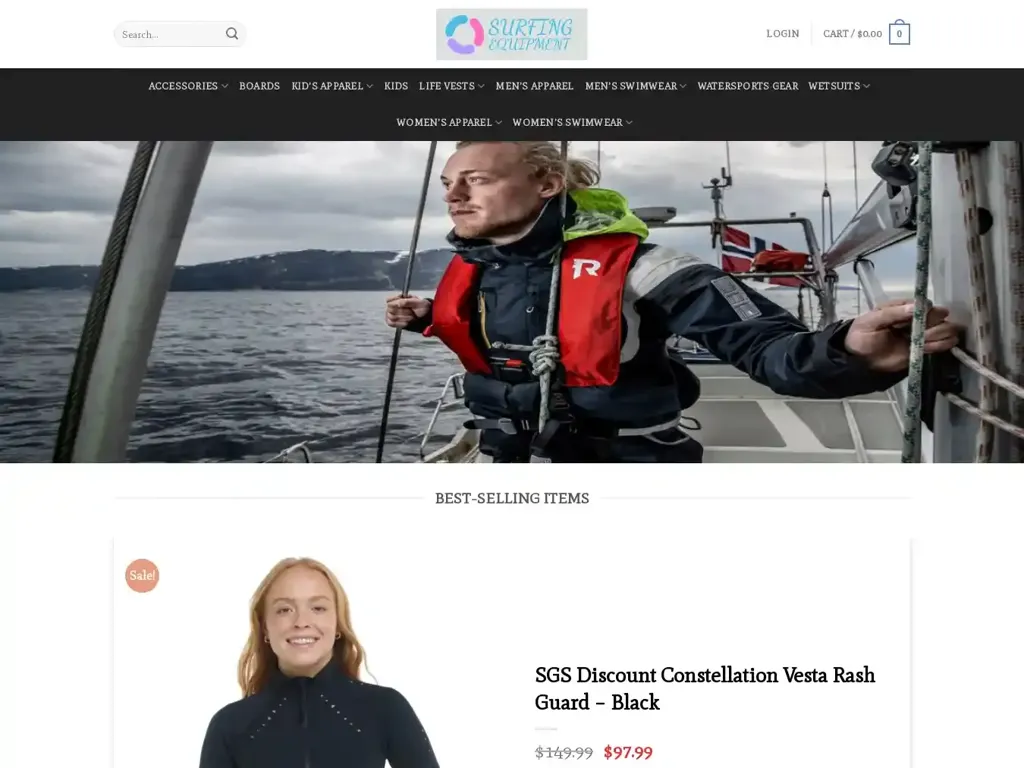 Screenshot of Surfsuitshop.com taken on Tuesday the 9th of January 2024
