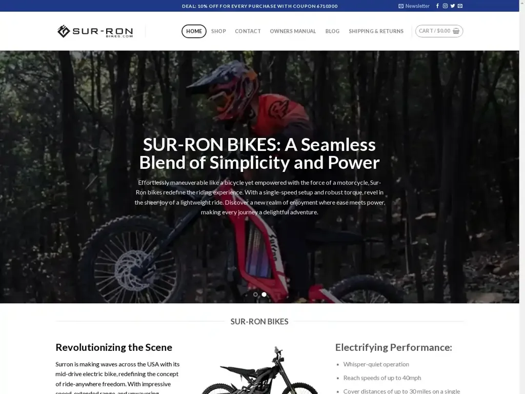 Screenshot of Surron-bike.com taken on Saturday the 27th of July 2024